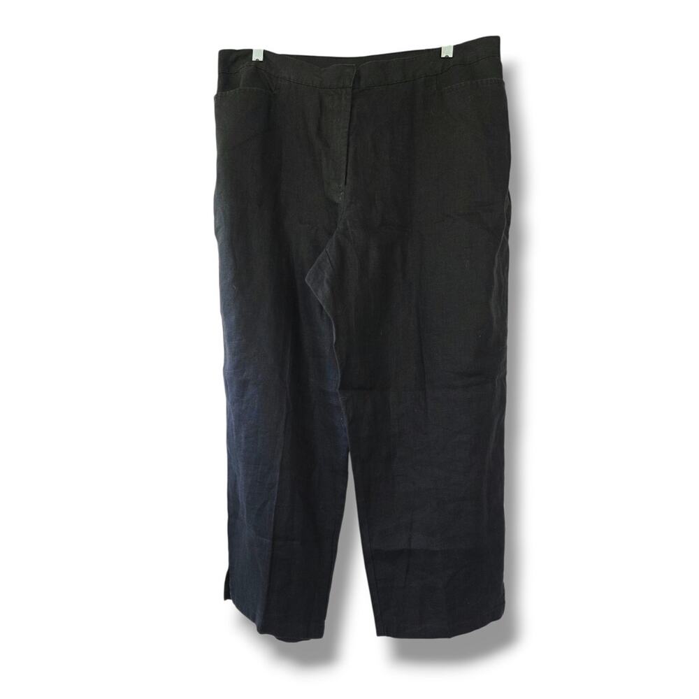 Womens 14 Ruby Rd. Black Pants 100% Linen Pants Work Casual New Pockets Culottes